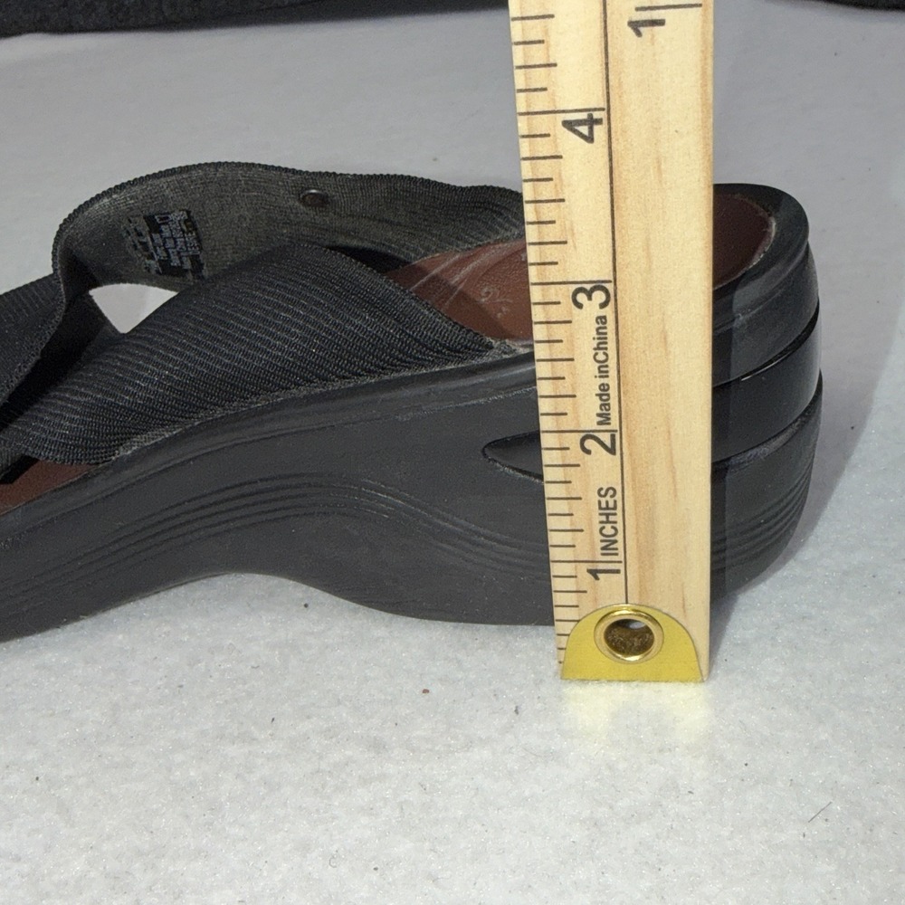 Zees Women's Black Stretch Slide Sandals Comfort Wedge Size Tag Worn - Picture 10 of 14